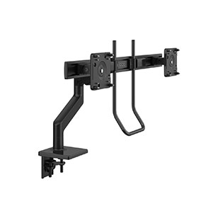 M8.1  Monitor Arm with Crossbar and Handle, Two-Piece Clamp Mount Base, Black with Black Trim