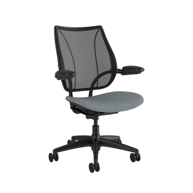 Liberty Task Chair, Monofilament Stripe Black Backrest, Corde 4 Medium Gray Seat